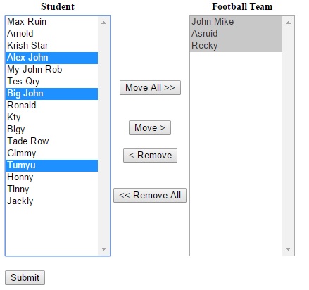 add remove select options jquery