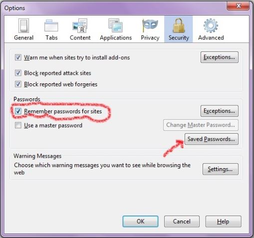 Remember password in FireFox browser
