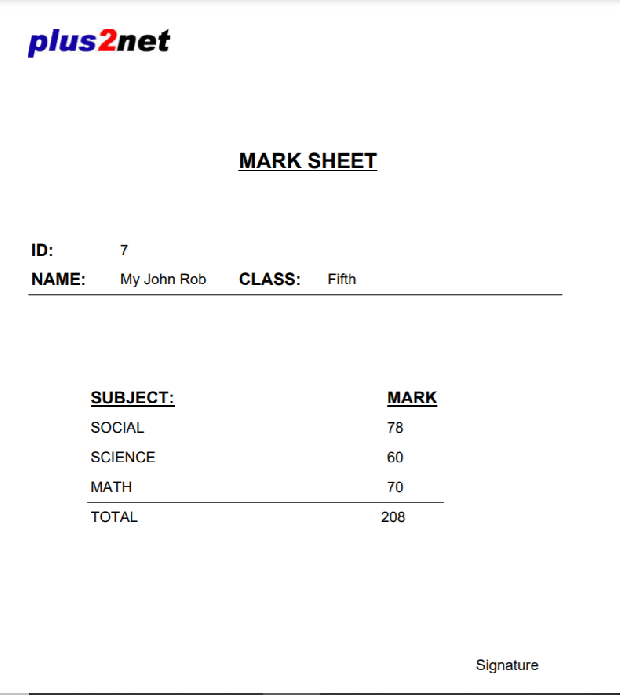 PDF Mark sheet