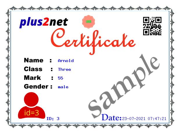 certificate with photo and logo