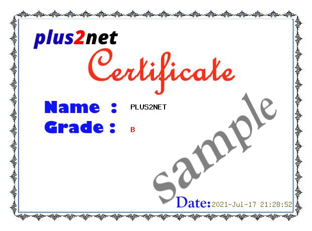 certificate with data