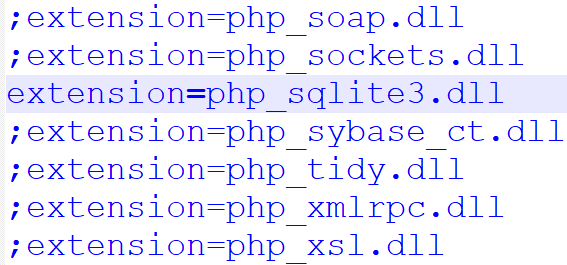 sqlite3 enable at php.ini file