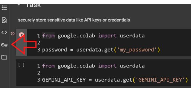 Colab Secrets feature
