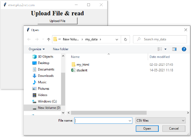 Filedialog To Browse And Upload File Using Askopenfile() Function In Tkinter