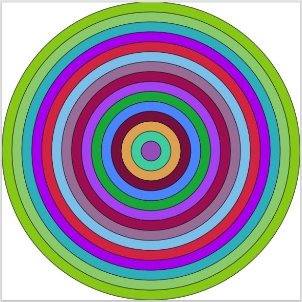 Random coloured concentric circles in PDF