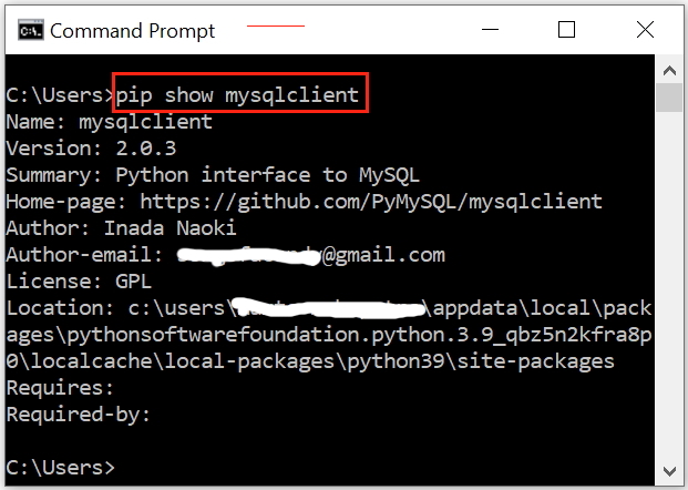 Checking  mysqlclient installation for python