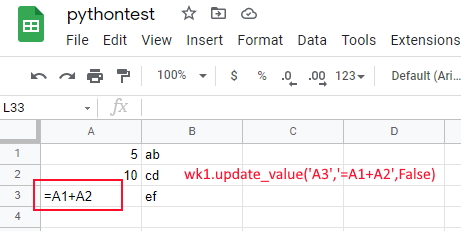 updating with parse=False in google sheet