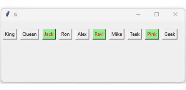 configure a set of buttons with different attributes 