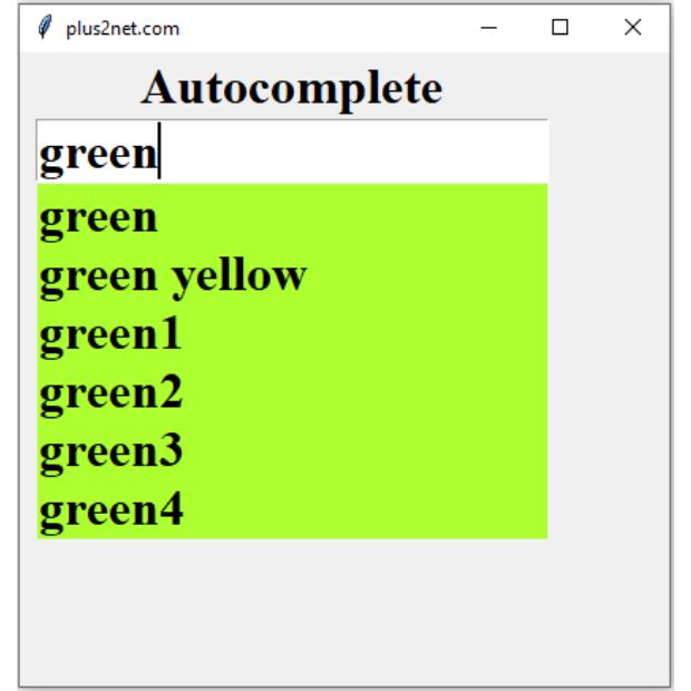 Autocomplete using Colour list as source