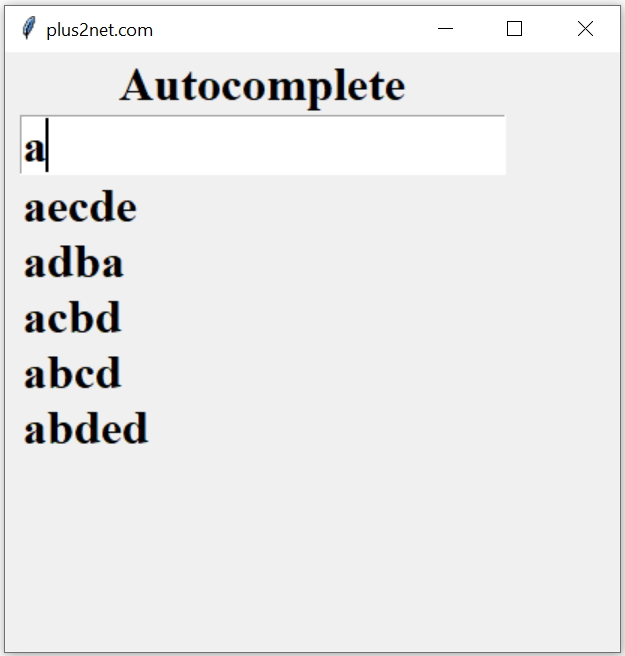 Autocomplete using Entry & Listbox