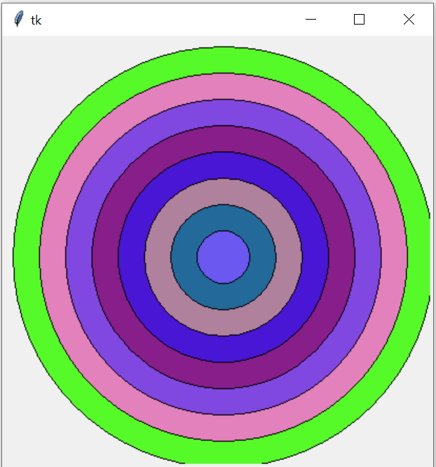 Python tkinter animation using rectangles and circles with random  background colour