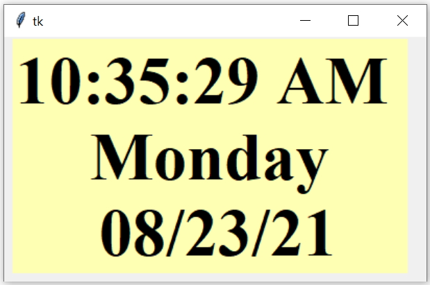 Displaying Clock with local day in Tkinter window