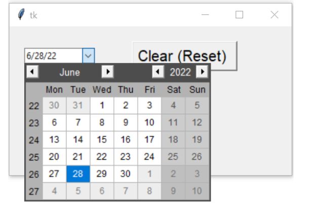 Resetting DateEntry on Button click 