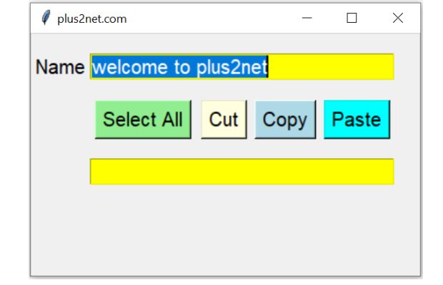 Cut copy and paste using entry widget