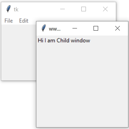 Child window  using Toplevel