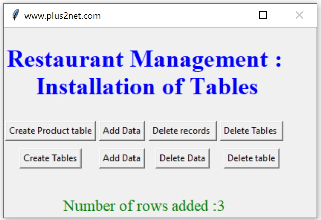 Restaurant Management Installation of bill and sell tables