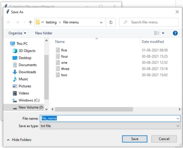 File Save As dialog box