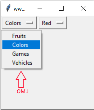 First OptionMenu for selection of Category