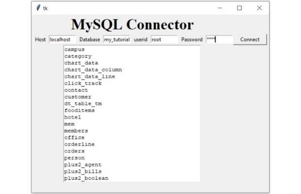 Tkinter MySQL connector
